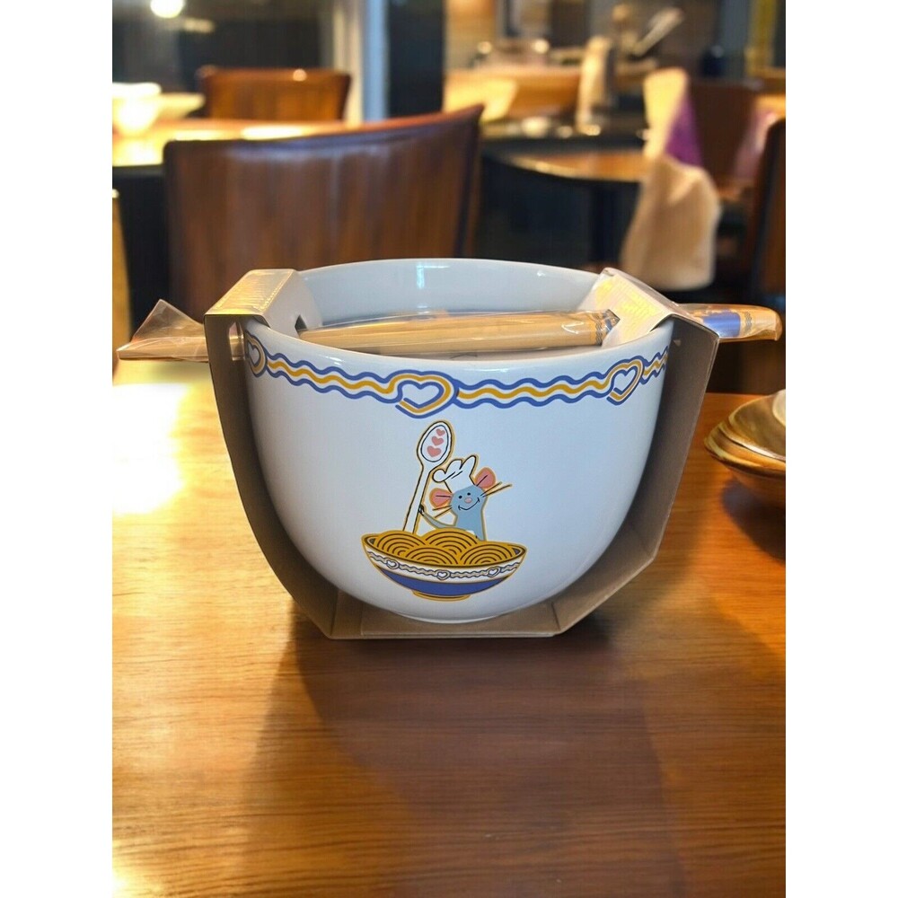 Disney Pixar Ratatouille Remy Icons Ceramic Ramen Noodle Rice Bowl Chopsticks